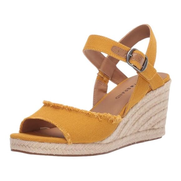 Lucky Brand Mindra Espadrille Wedge Sandals Saffron 6M New - Picture 1 of 15